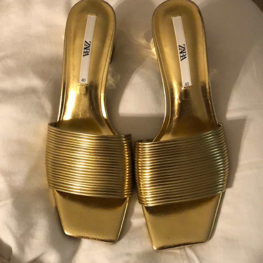 Gold Metallic Heeled Sandals